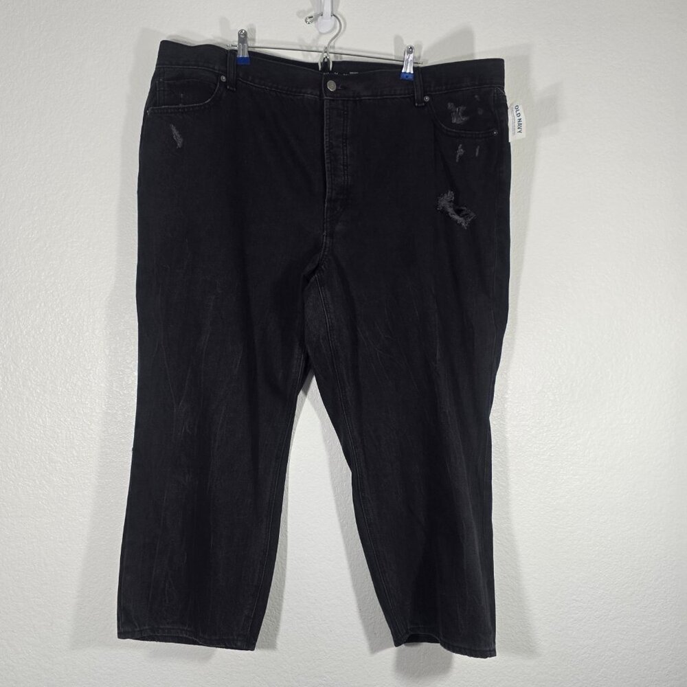 Old Navy Slouchy Straight Denim Jeans Women Plus Size 24 Black High Rise Casual